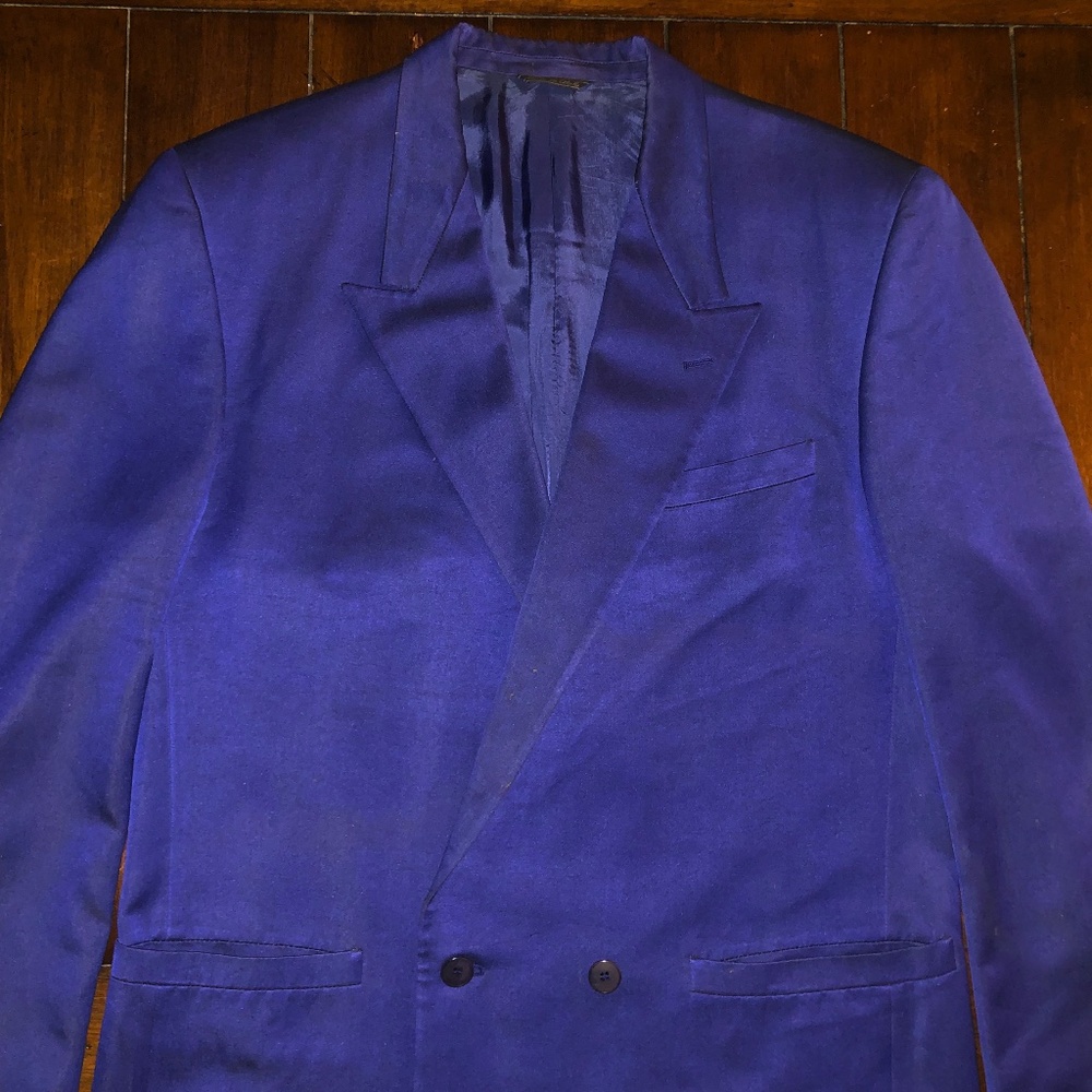 VERSACE ISTANTE Surreal Blue Double Breasted Suit / EARLY 90s